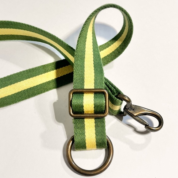JCrew preppy cotton canvas belt stripe bronze d ring clasp unisex casual sporty - Picture 4 of 12